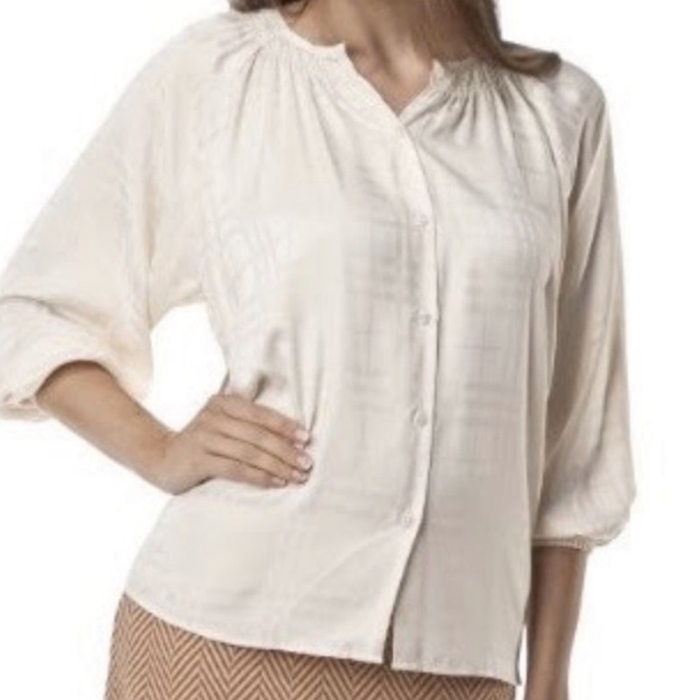Tucker for Target cream windowpane blouse size‎ large